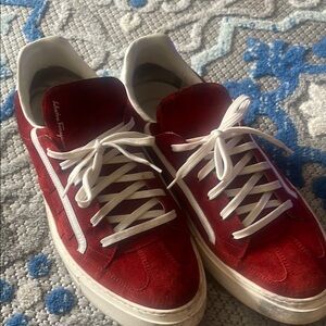 Salvatore Ferragamo Red Canvas Sneakers Casual Style